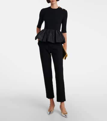 Ribbed-knit peplum wool top | Patou