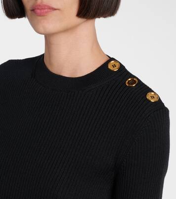Ribbed-knit peplum wool top | Patou