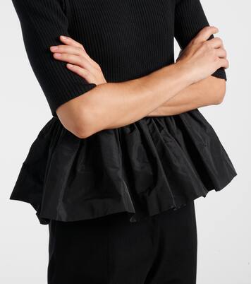 Ribbed-knit peplum wool top | Patou