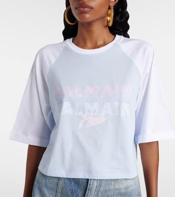 Camiseta cropped de jersey de algodón | Balmain