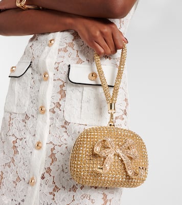Bow Mini crystal-embellished clutch | Self-Portrait