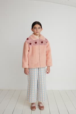 Jacke Emma aus Teddyfleece mit Häkelstrick | Bebe Organic