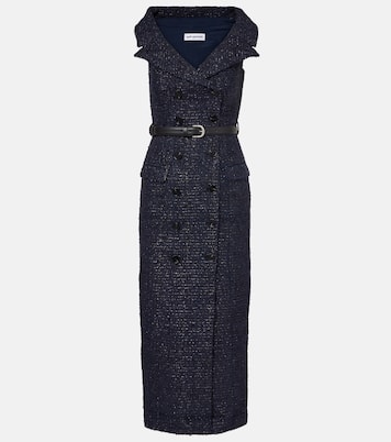 Belted bouclé midi dress | Self-Portrait