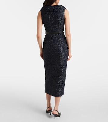 Belted bouclé midi dress | Self-Portrait