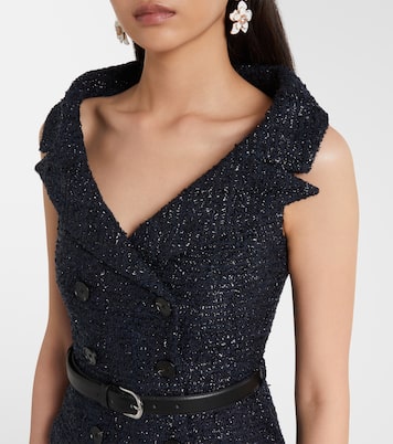 Belted bouclé midi dress | Self-Portrait
