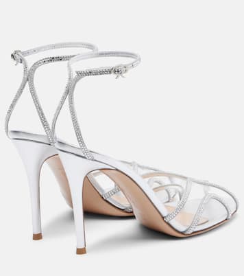 Sandalen 95 aus Veloursleder mit Kristallen | Gianvito Rossi