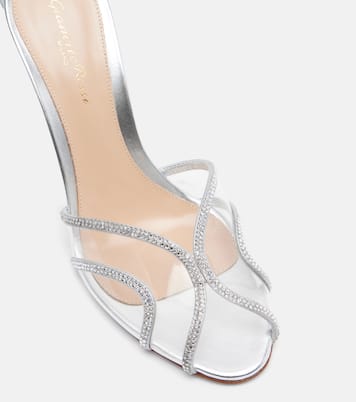 Sandalen 95 aus Veloursleder mit Kristallen | Gianvito Rossi