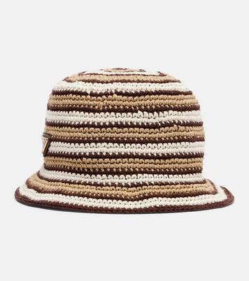 Logo cotton crochet bucket hat | Prada