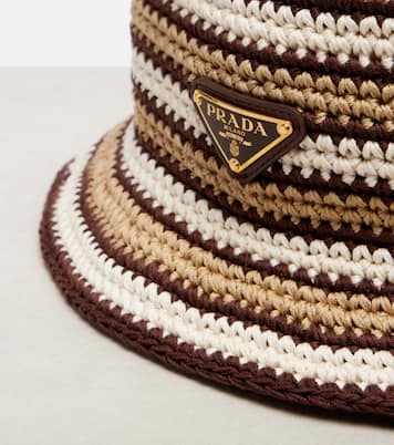 Logo cotton crochet bucket hat | Prada