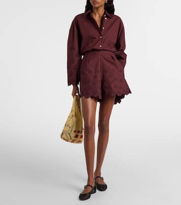 Embroidered floral cotton poplin shorts | Juliet Dunn