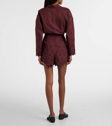 Embroidered floral cotton poplin shorts | Juliet Dunn
