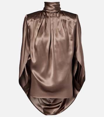 Draped silk-blend satin top | Mugler