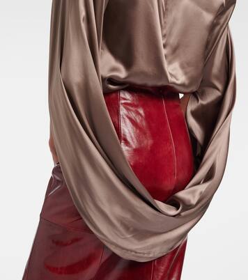 Draped silk-blend satin top | Mugler
