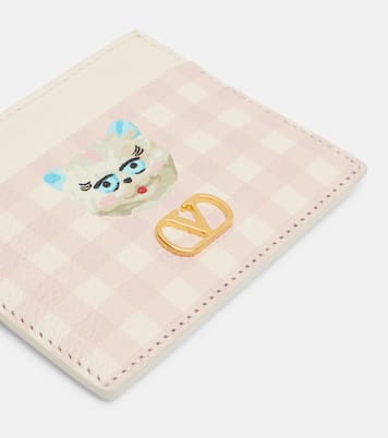 Tarjetero de piel a cuadros con VLogo | Valentino Garavani