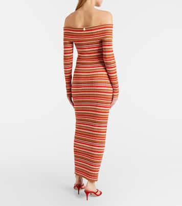 Robe longue Bonnie rayée à encolure bardot | Bananhot