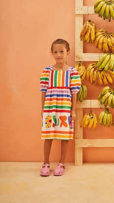 Barrado striped cotton dress | Fábula