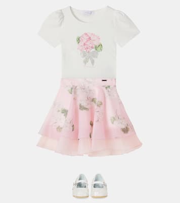 Floral cotton-blend jersey T-shirt | Monnalisa