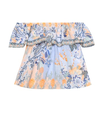 Top à encolure bardot imprimé en coton à ornements | Camilla Kids