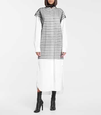 Striped mesh tie-neck top | Dries Van Noten