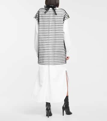 Striped mesh tie-neck top | Dries Van Noten