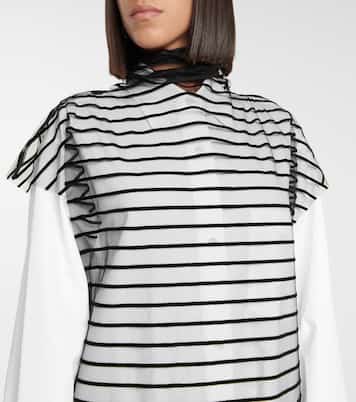 Striped mesh tie-neck top | Dries Van Noten