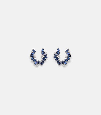 Boucles d’oreilles en or blanc 18 cts, diamants et saphirs | Suzanne Kalan