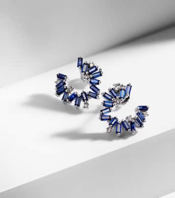 Boucles d’oreilles en or blanc 18 cts, diamants et saphirs | Suzanne Kalan