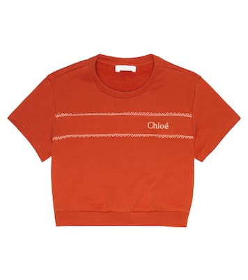 Felpa in cotone con ricamo del logo | Chloé Kids