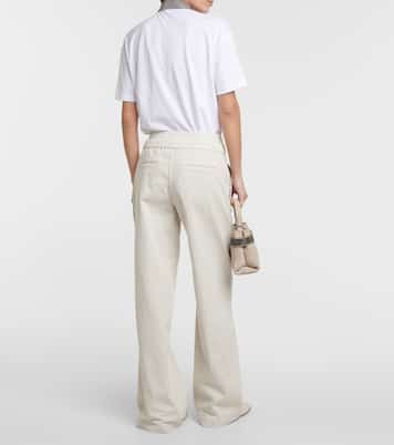 Jeans a gamba larga e vita alta | Brunello Cucinelli