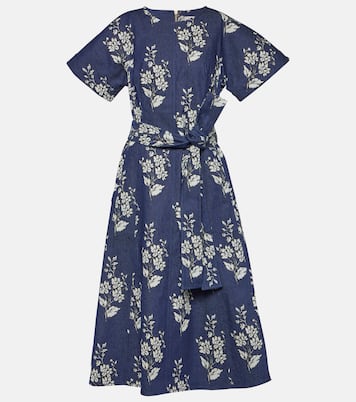 Floral denim midi dress | Carolina Herrera