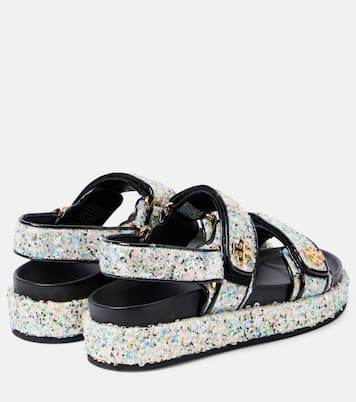 Kira sequined leather-trimmed sandals | Tory Burch