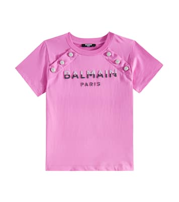 T-shirt in jersey di cotone con logo | Balmain Kids