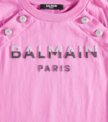 T-shirt in jersey di cotone con logo | Balmain Kids