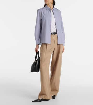 Pantalon ample à taille haute en coton mélangé | Vince