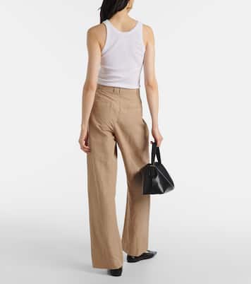 Pantalon ample à taille haute en coton mélangé | Vince
