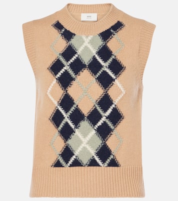 Argyle wool and cashmere sweater vest | Ami Paris