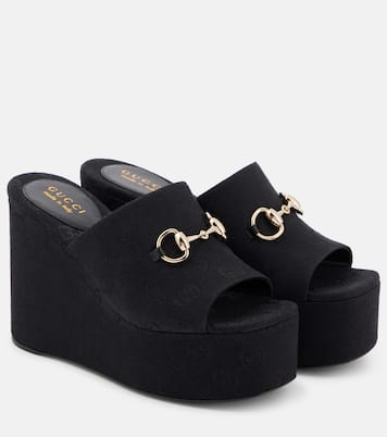 Carmen Horsebit 60 canvas platform sandals | Gucci