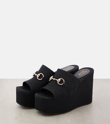 Carmen Horsebit 60 canvas platform sandals | Gucci