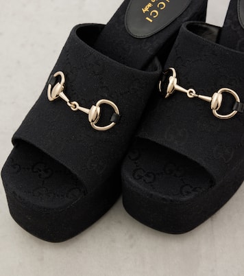 Carmen Horsebit 60 canvas platform sandals | Gucci