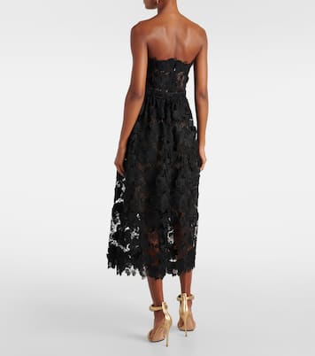Floral lace bustier gown | Oscar de la Renta