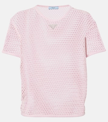 T-shirt in mesh di cotone | Prada