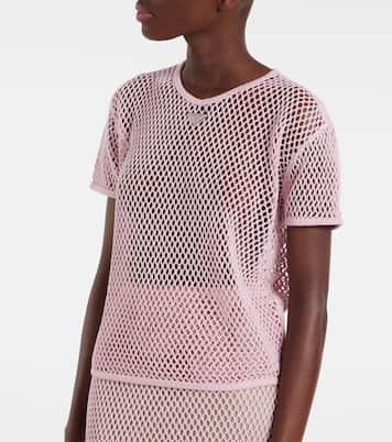 T-shirt in mesh di cotone | Prada