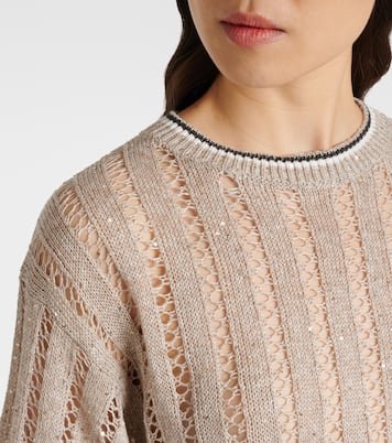 Top en lin mélangé à sequins | Brunello Cucinelli