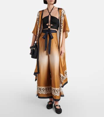 Pantaloni cropped in raso con stampa | Max Mara