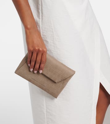 BC Duo croc-effect suede clutch | Brunello Cucinelli