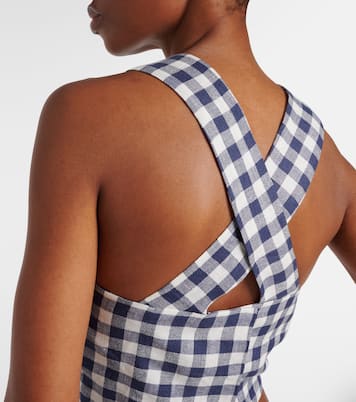 Top cropped Cozumel a quadretti in lino | Asceno