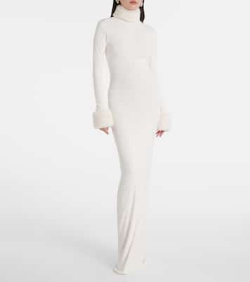 Priscilla faux fur-trimmed satin gown | The New Arrivals Ilkyaz Ozel