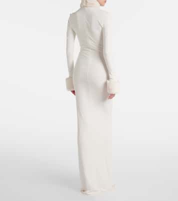 Priscilla faux fur-trimmed satin gown | The New Arrivals Ilkyaz Ozel