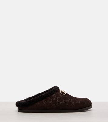 Mules New Sol GG Horsebit in suede | Gucci