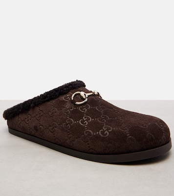Mules New Sol GG Horsebit in suede | Gucci